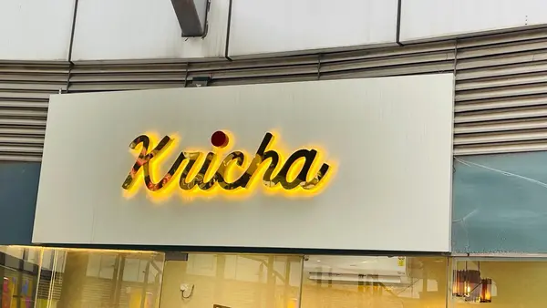 Kricha LED backlit gold SS sign completed by Brandmaxx