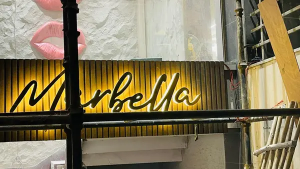 Marbella Salon sign detail by Brandmaxx