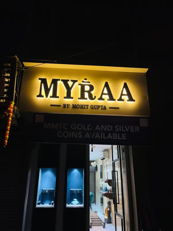 Myraa by Mohit Gupta LED backlit sign by Brandmaxx