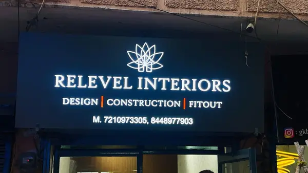 Relevel Interiors LED sign board by Brandmaxx