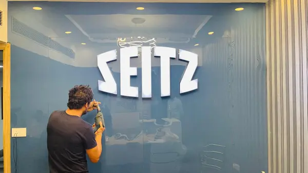 Seitz sign installation by Brandmaxx